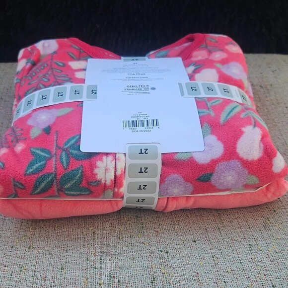 Carters 2 Pack Fleece Sleep Wear I Peice Sleepwear Pink Size 2T NWT - Picture 10 of 11